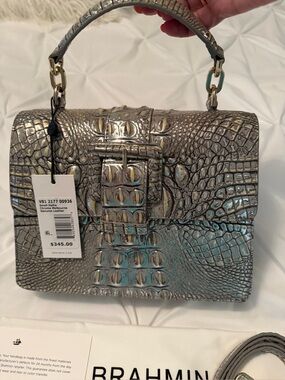 NWT- Brahmin small Hallie Chrome Melbourne Top-Handle Bag or Crossbody
